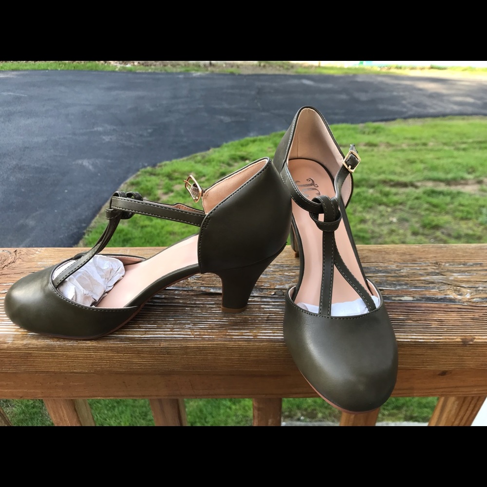 Olive T-Strap heels